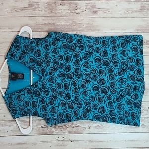 🍭3/$25🍭NWOT g knitwear Teal and Black Rose print Tank